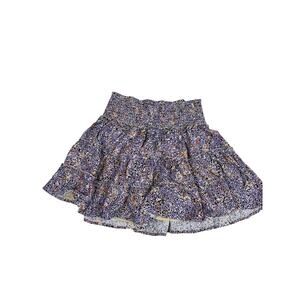 Pink Lily Lavender Print Skirt | Women’s Size L | Smocked Waist Ruffle Hem